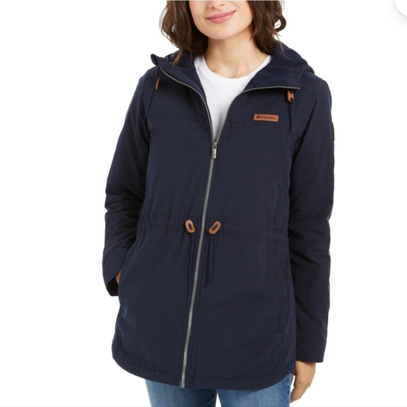 Columbia Women's Chatfield Hill Navy Sherpa Lined Hood Jacket Coat, SIZE XL - Picture 1 of 16
